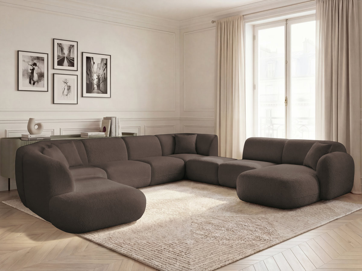 Bobochic Anda Wohnlandschaft mit Pouf 396 × 357 cm Chenille Braun Ecke rechts