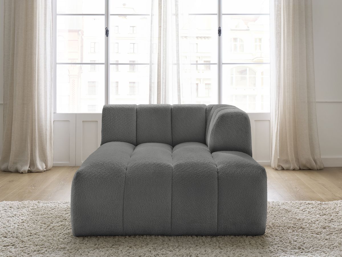 Bobochic Annecy Méridienne-Modul Bouclé-Stoff Dunkelgrau Ecke rechts