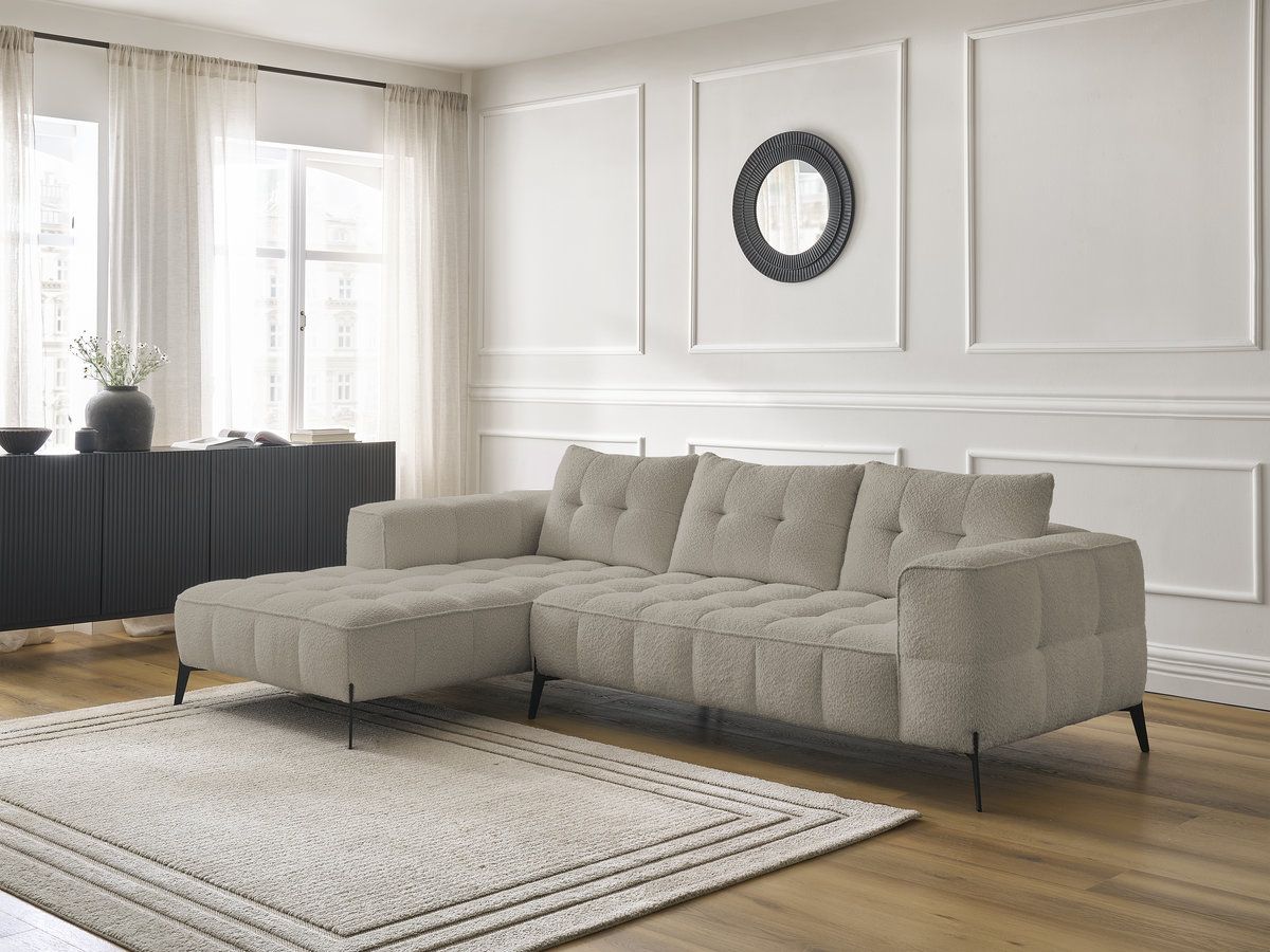 Bobochic Anis Ecksofa Bouclé-Stoff Taupe Ecke links