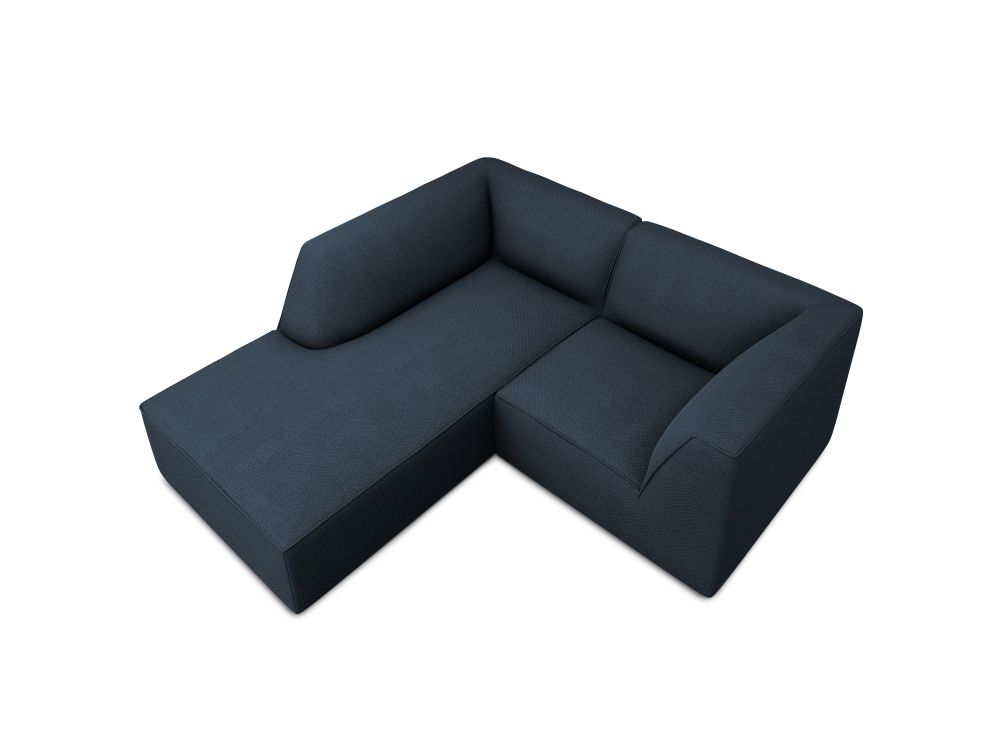 Cosmopolitan Design Ecksofa Siena 3-Sitzer Strukturierter Stoff Ottawa Marineblau Links