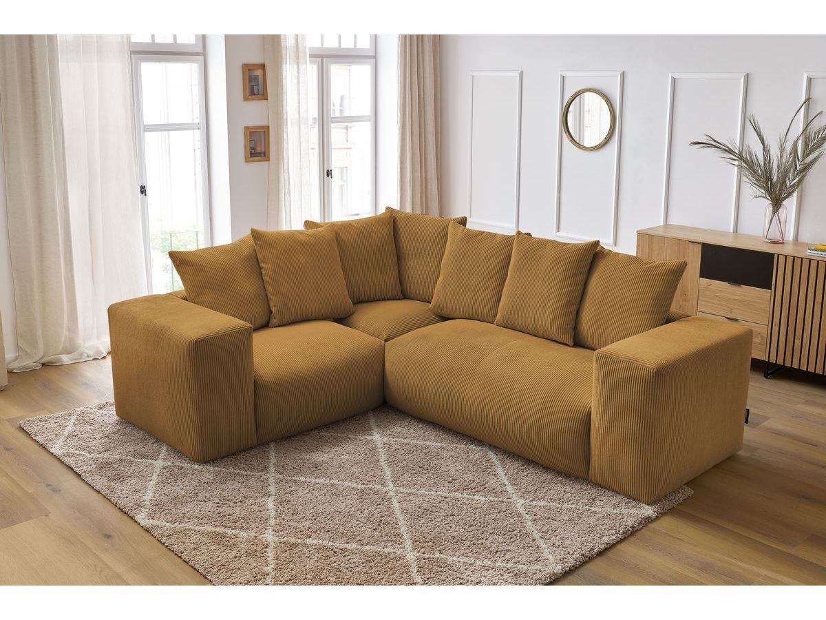 Bobochic Voltaire Ecksofa 268 × 214 cm Cordsamt Gelb Ecke links