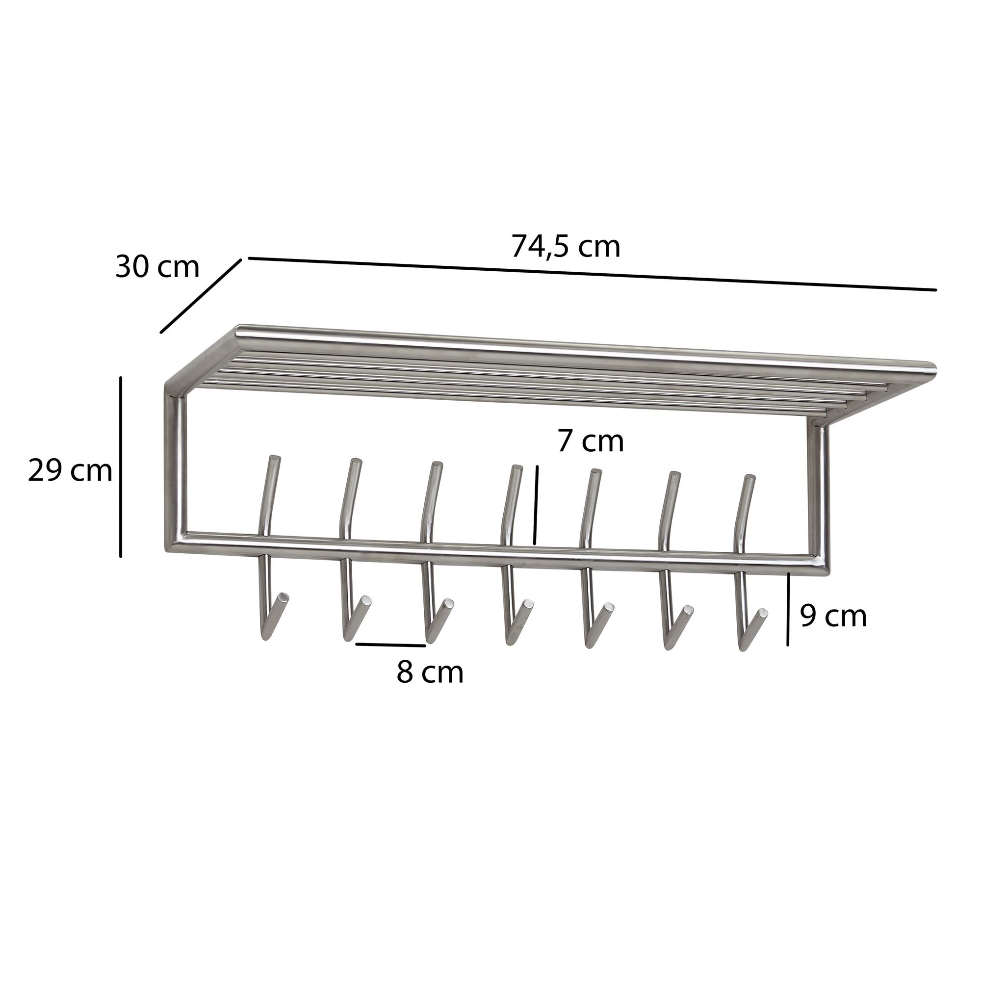 Wandgarderobe Gardur Metall Silber 74,5 × 30 × 29 cm