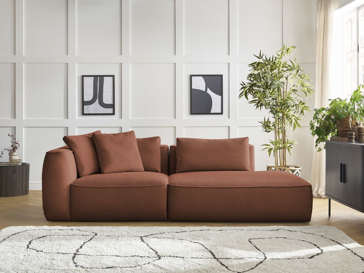 Bobochic Leopold Sofa 3-Sitzer Cordsamt Orange Armlehne links
