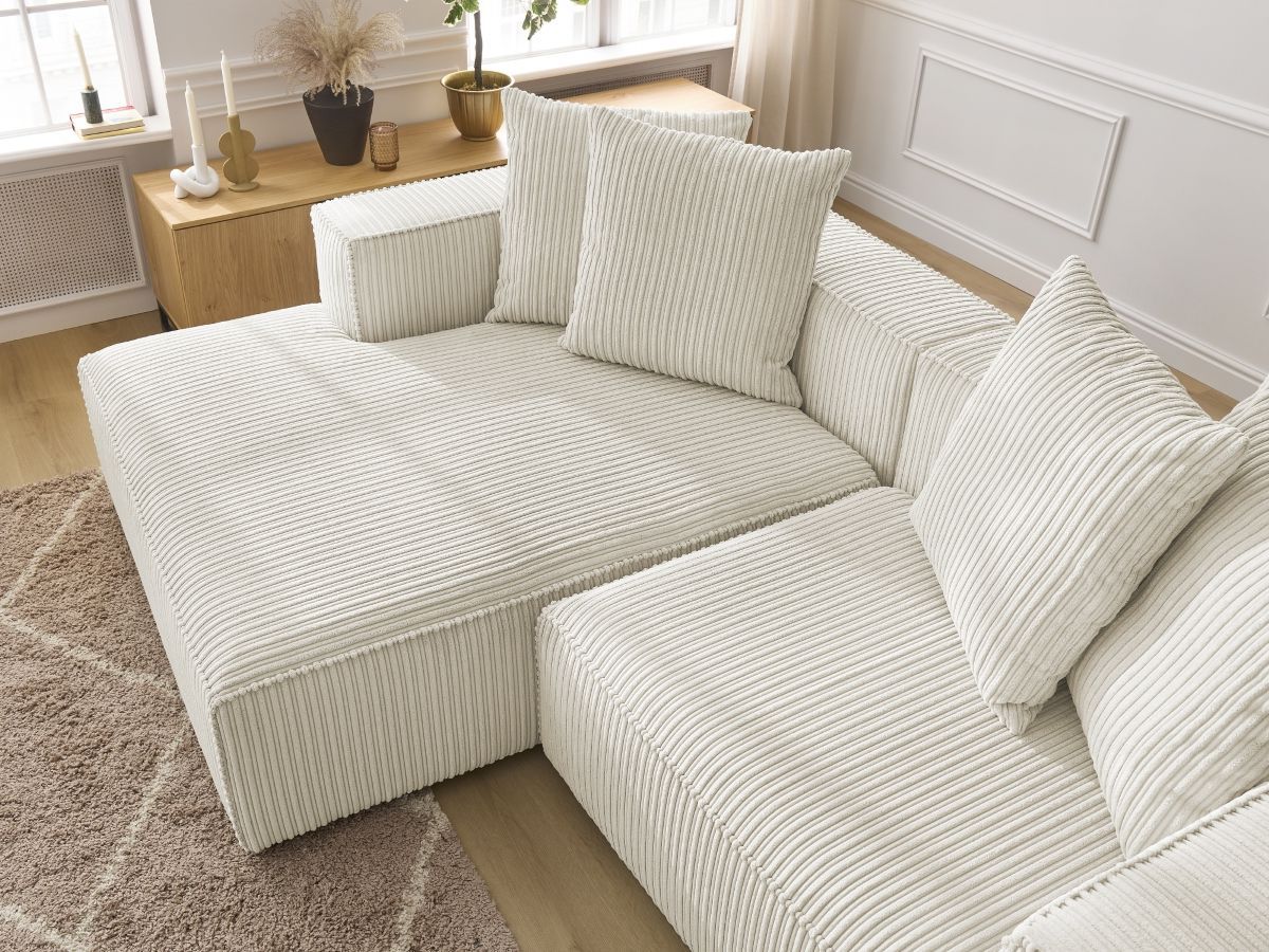 Bobochic Nina Ecksofa Cordsamt Beige Ecke links