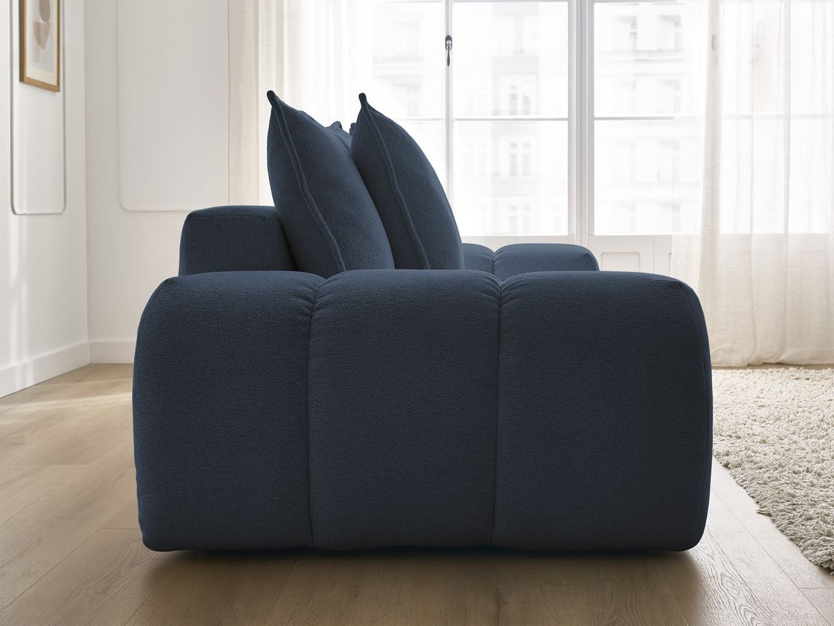 Bobochic Everest Sofa 3-Sitzer, 5 Kissen Melange-Stoff Dunkelblau