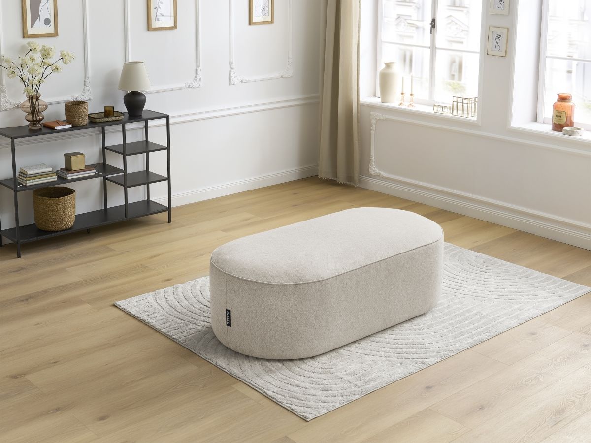 Bobochic Rousseau Pouf Melange-Stoff Beige