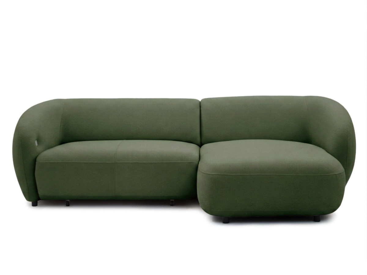 Bobochic Halo Ecksofa mit Schlaffunktion Stoff Grün Ecke rechts