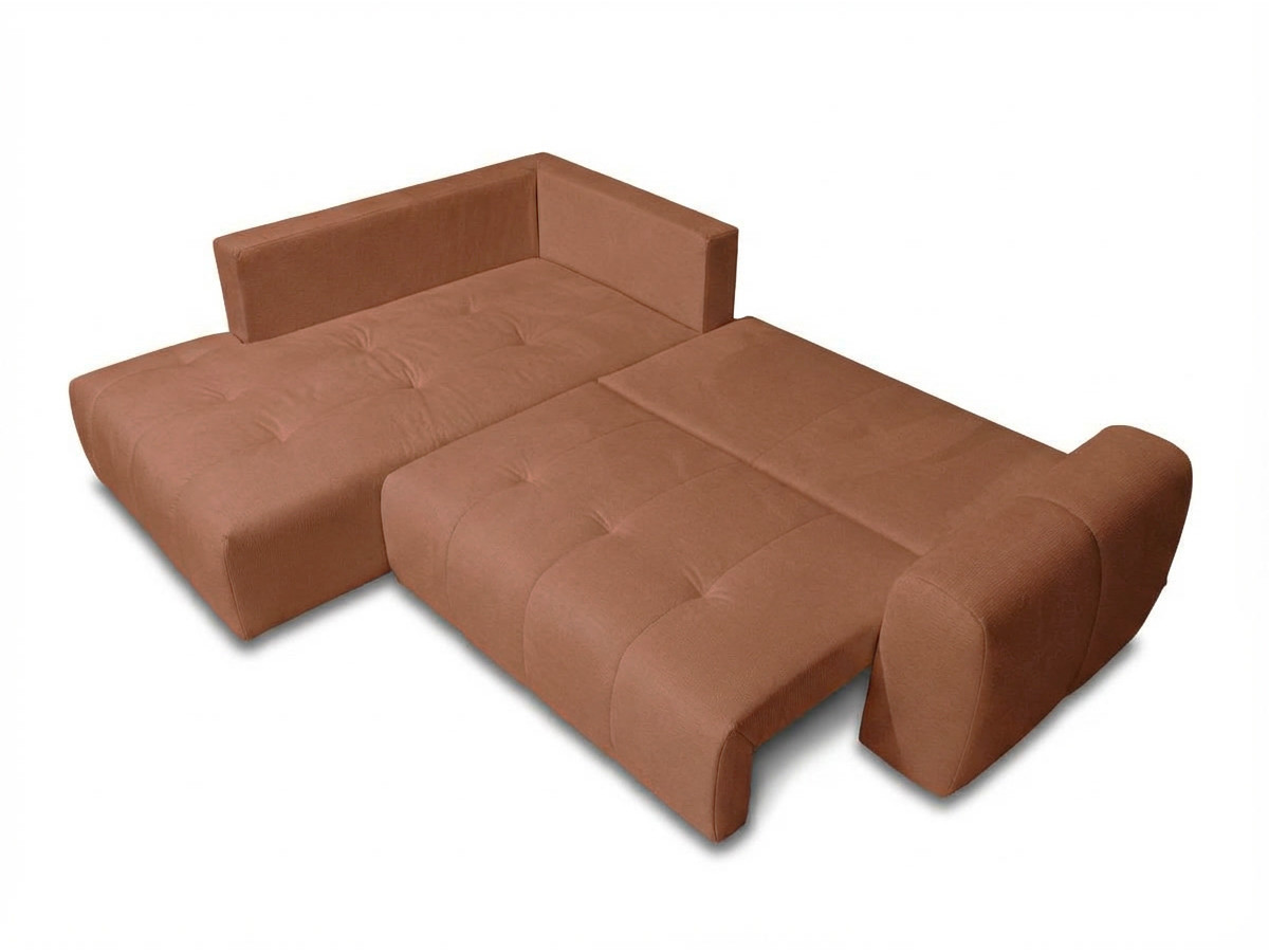 Bobochic Roxelane Ecksofa mit Schlaffunktion und Bettkasten Melange-Stoff Orange Ecke links