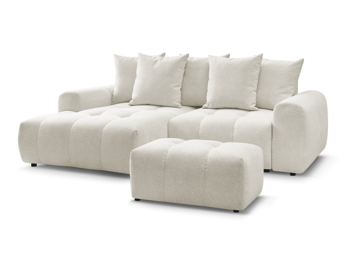 Bobochic Roxelane Ecksofa mit Schlaffunktion und Bettkasten und Pouf 258 × 150 cm