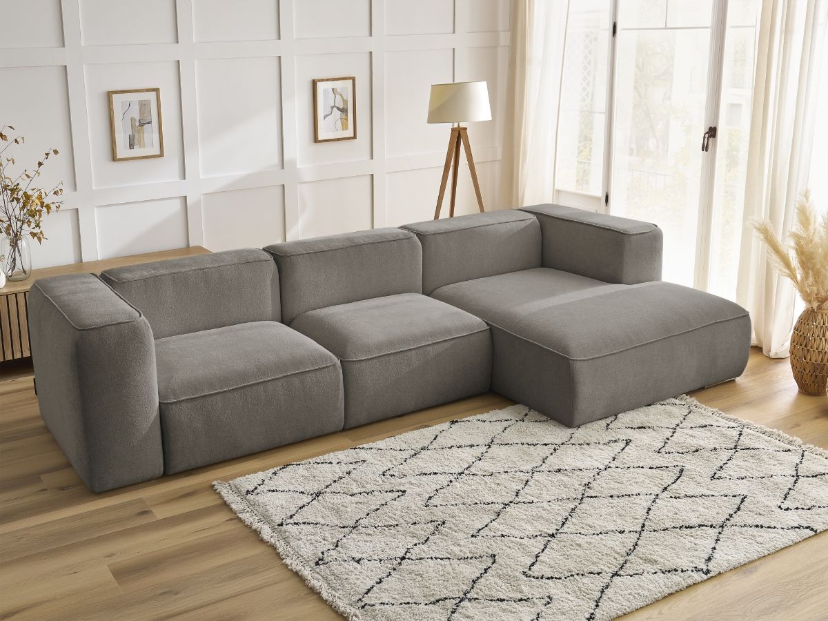 Bobochic Zephyr Ecksofa 349 × 165 cm Strukturstoff Taupe Ecke rechts