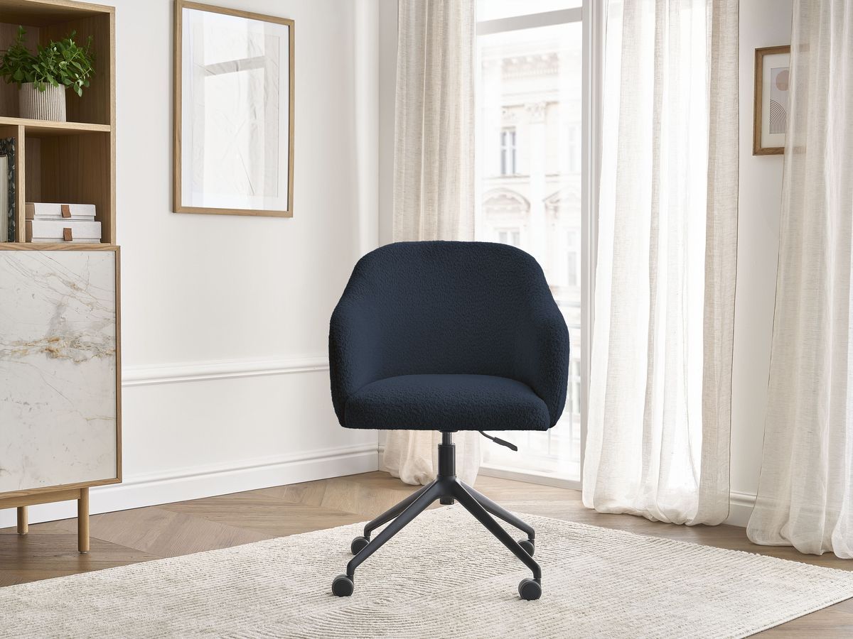 Bobochic Sophie Bürostuhl Bouclé-Stoff Dunkelblau