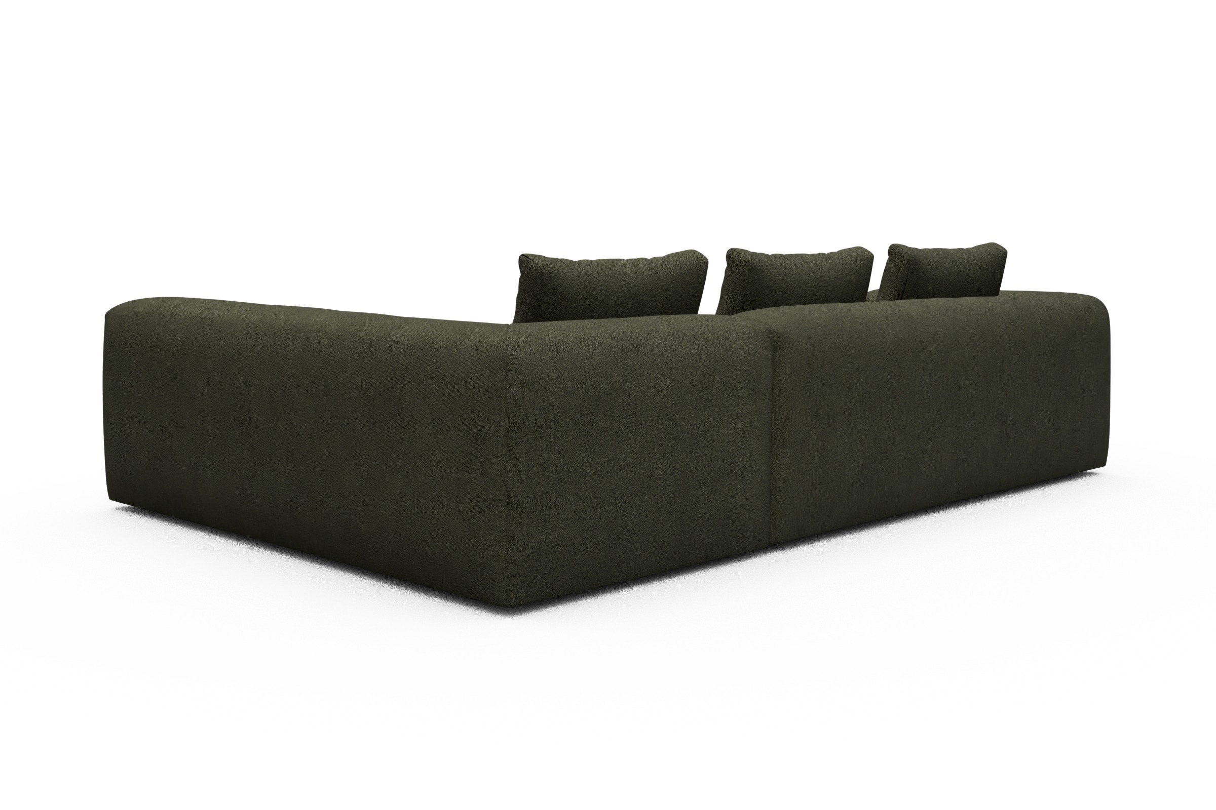 Ecksofa Fred 2x 2,5-Sitzer rechts offen Boucle-Forest-Green