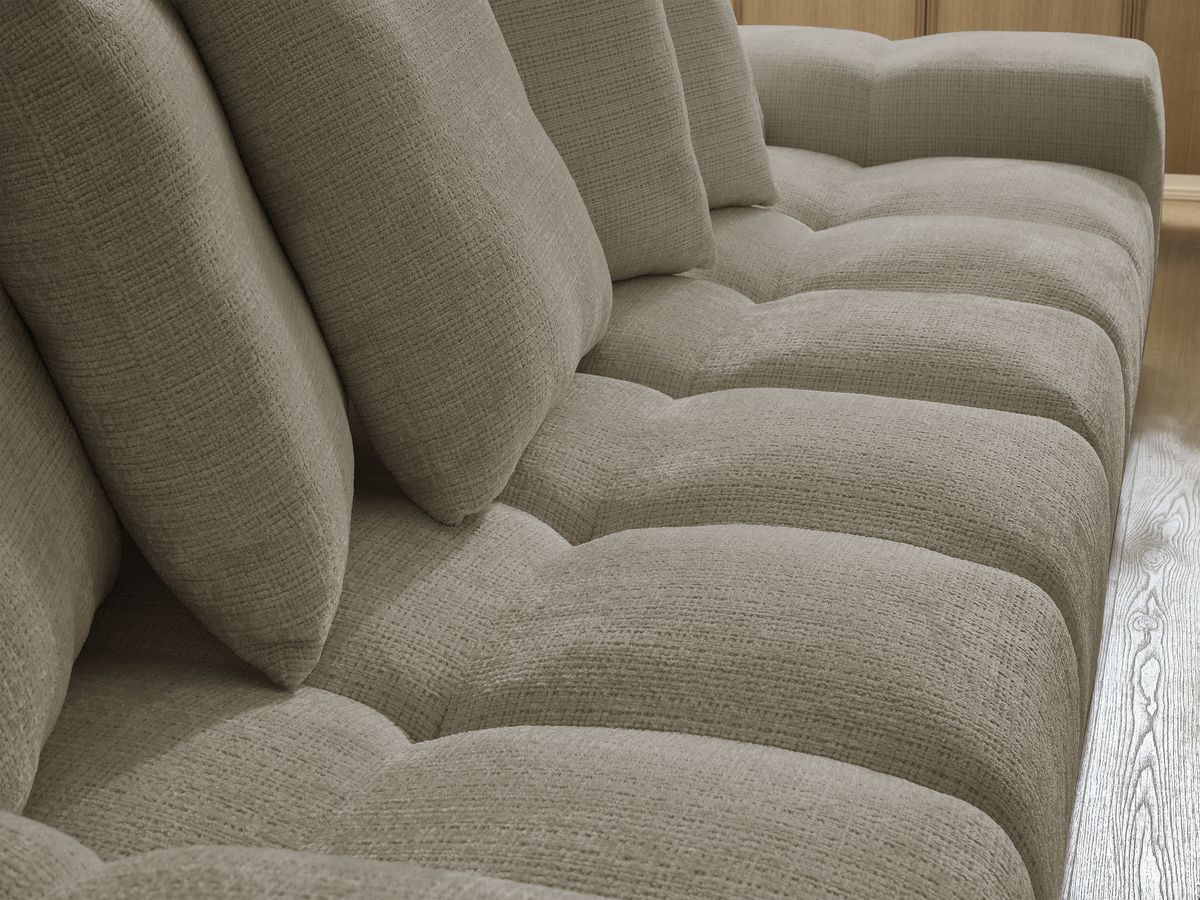 Bobochic Anakin Schlafsofa 3-Sitzer mit Bettkasten, 6 Kissen Strukturstoff Taupe