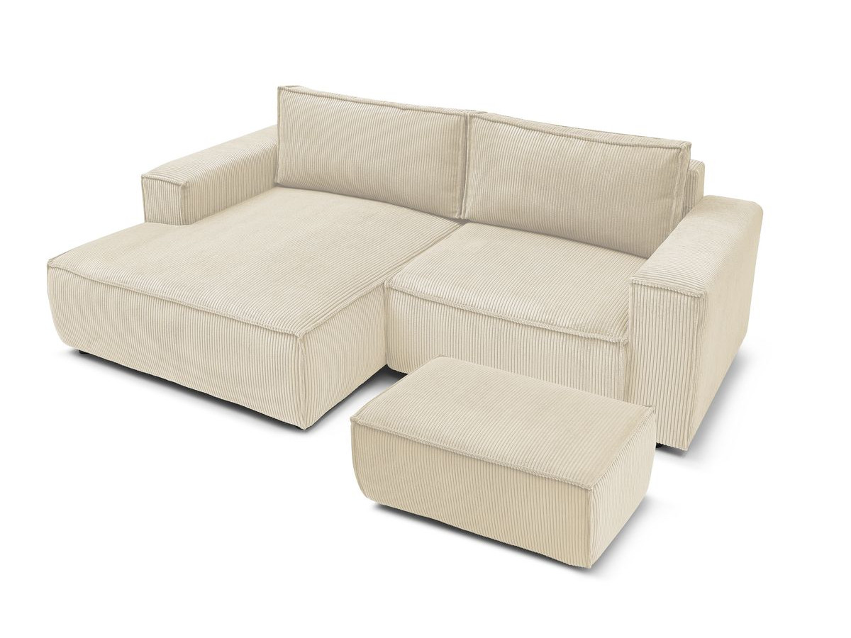 Bobochic Nihad Ecksofa mit Pouf Cordsamt Beige Ecke links