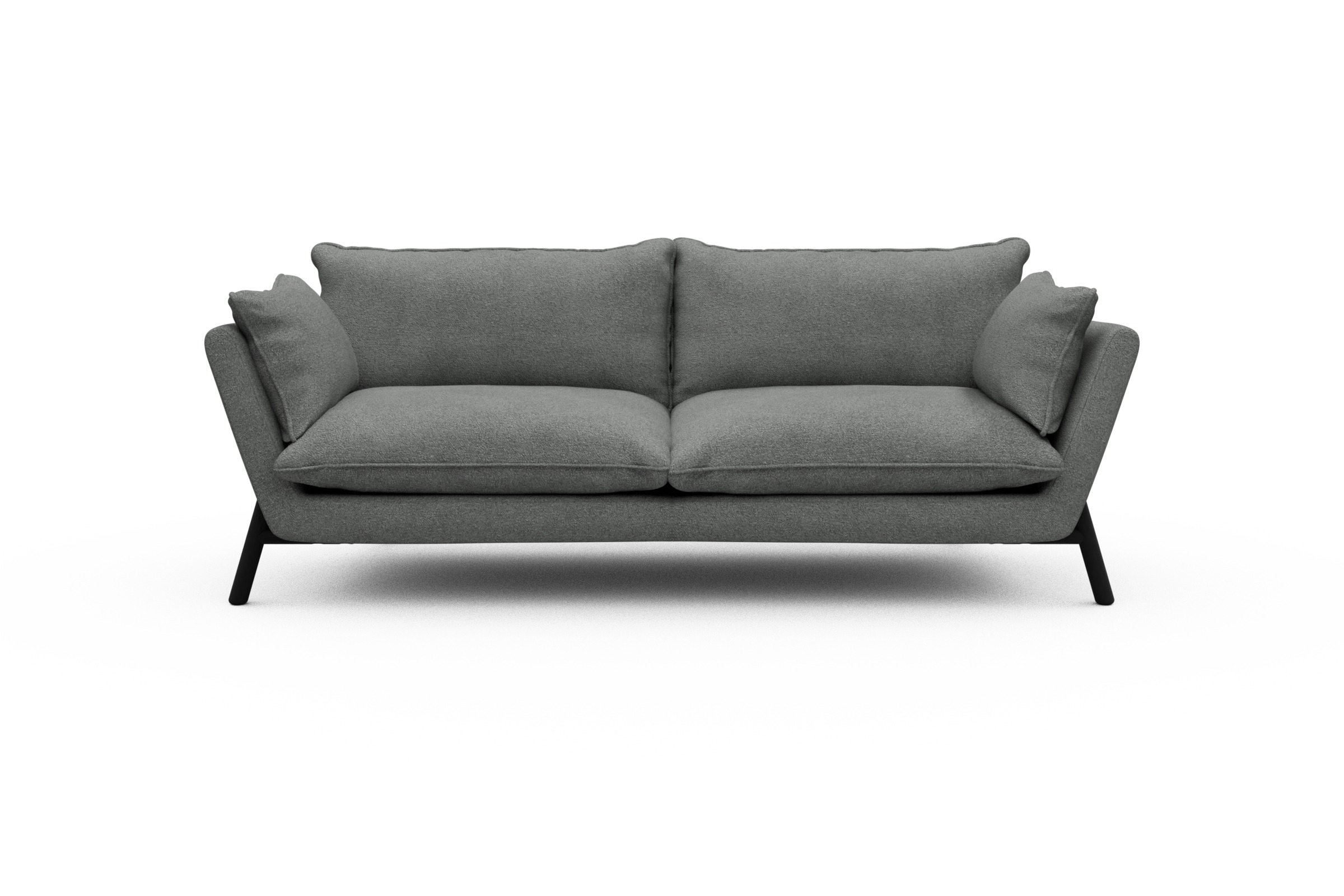 Skandi Home Sofa Emil PREMIUM 3-Sitzer Beinfarbe Eiche Schwarz Boucle-Ash-Grey moebelfaktor
