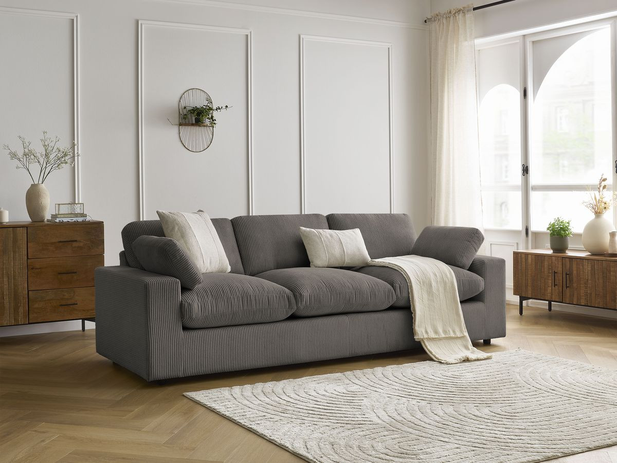 Bobochic Belair Sofa 3-Sitzer 250 × 93 cm Cordsamt Taupe