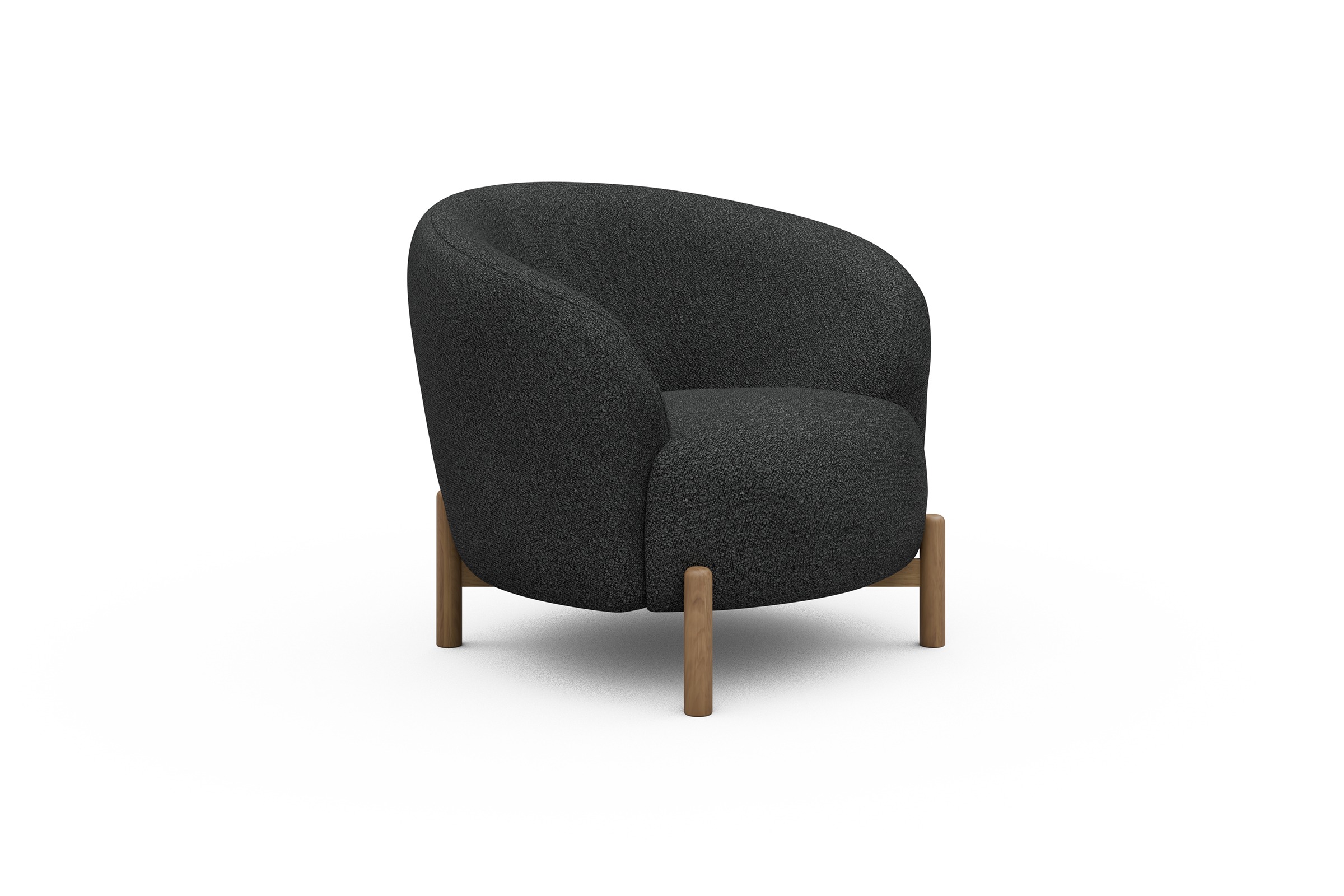 Sessel Ronda Holzbeine Eiche Natur Boucle-Charcoal
