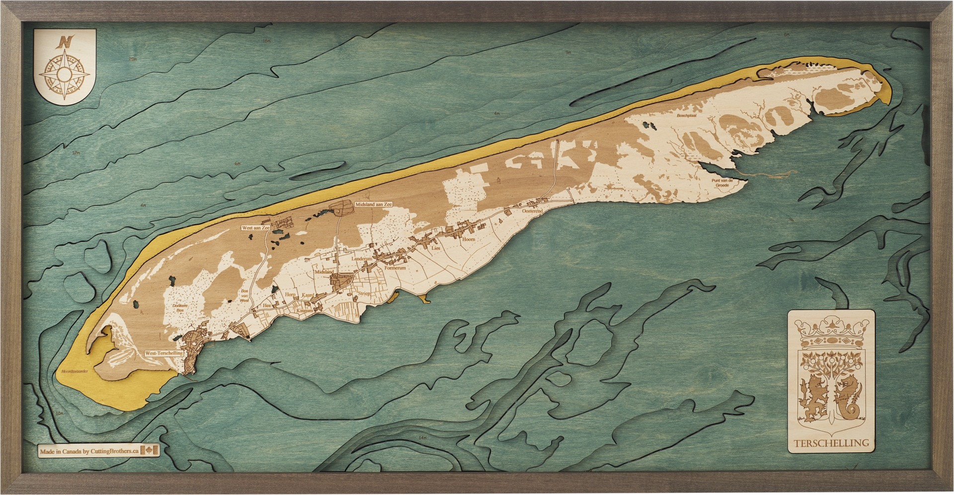 Cutting Brothers 3D Holz-Wandkarte Terschelling 81 x 40.5 moebelfaktor