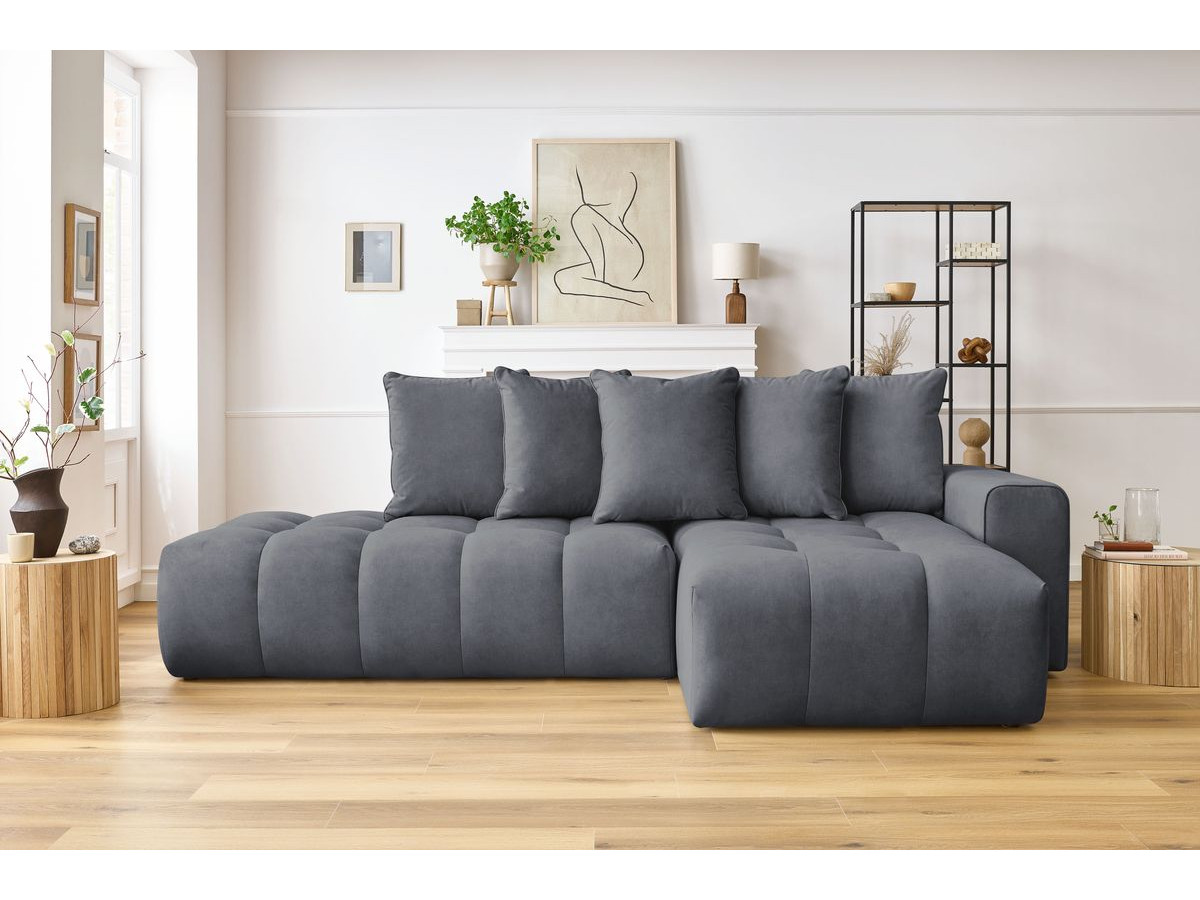 Bobochic Mont-blanc Ecksofa Samt Dunkelgrau Ecke rechts
