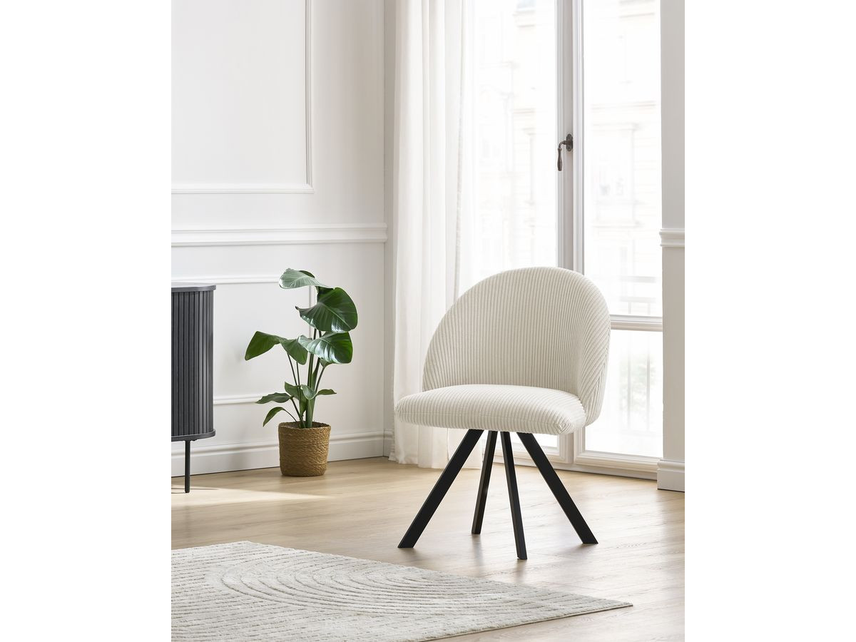 Bobochic Lalie Esszimmerstuhl mit Sternfuß Cordsamt Beige