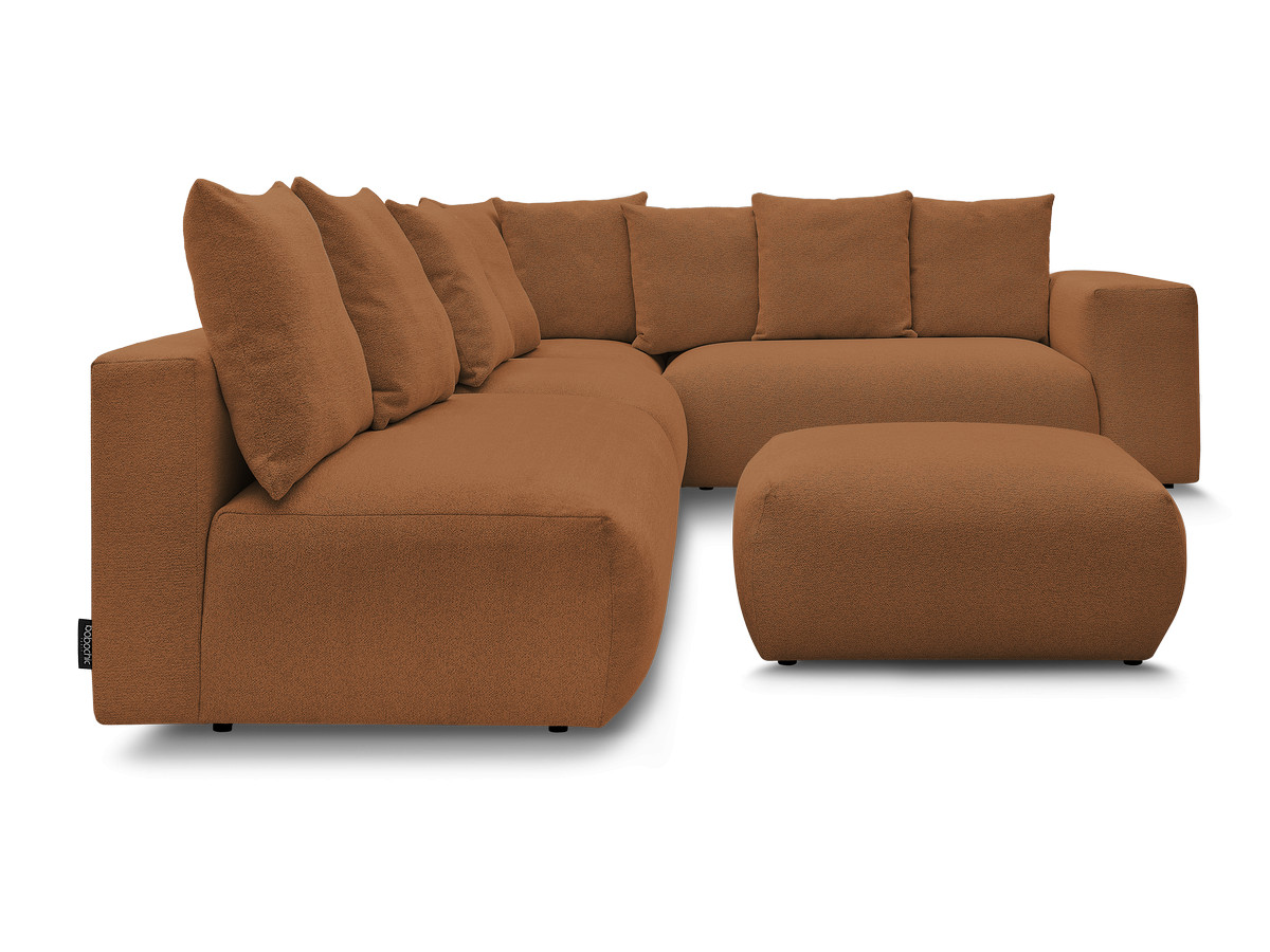 Bobochic Voltaire Ecksofa mit Pouf 322 × 268 cm Melange-Stoff Orange Ecke rechts