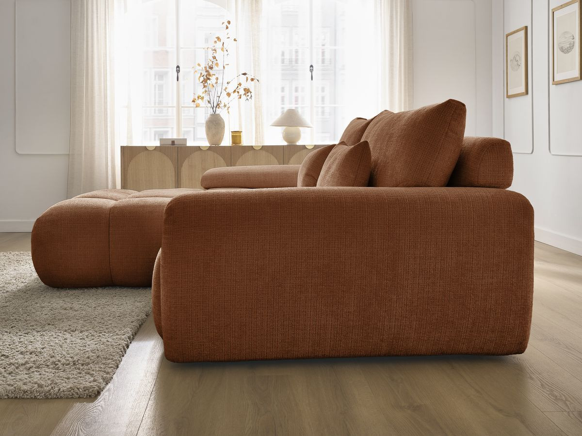Bobochic Ivane Ecksofa Strukturstoff Orange Ecke links