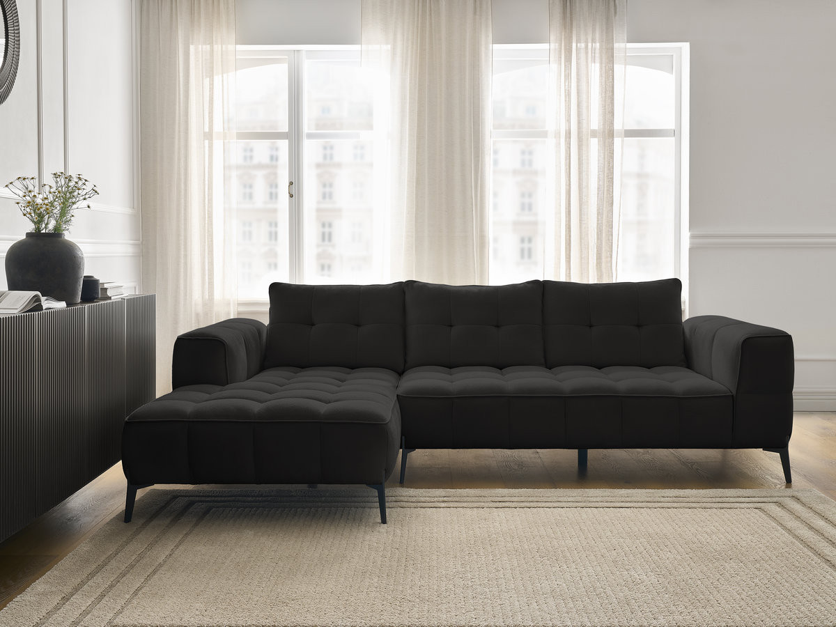 Bobochic Anis Ecksofa Strukturstoff Schwarz Ecke links