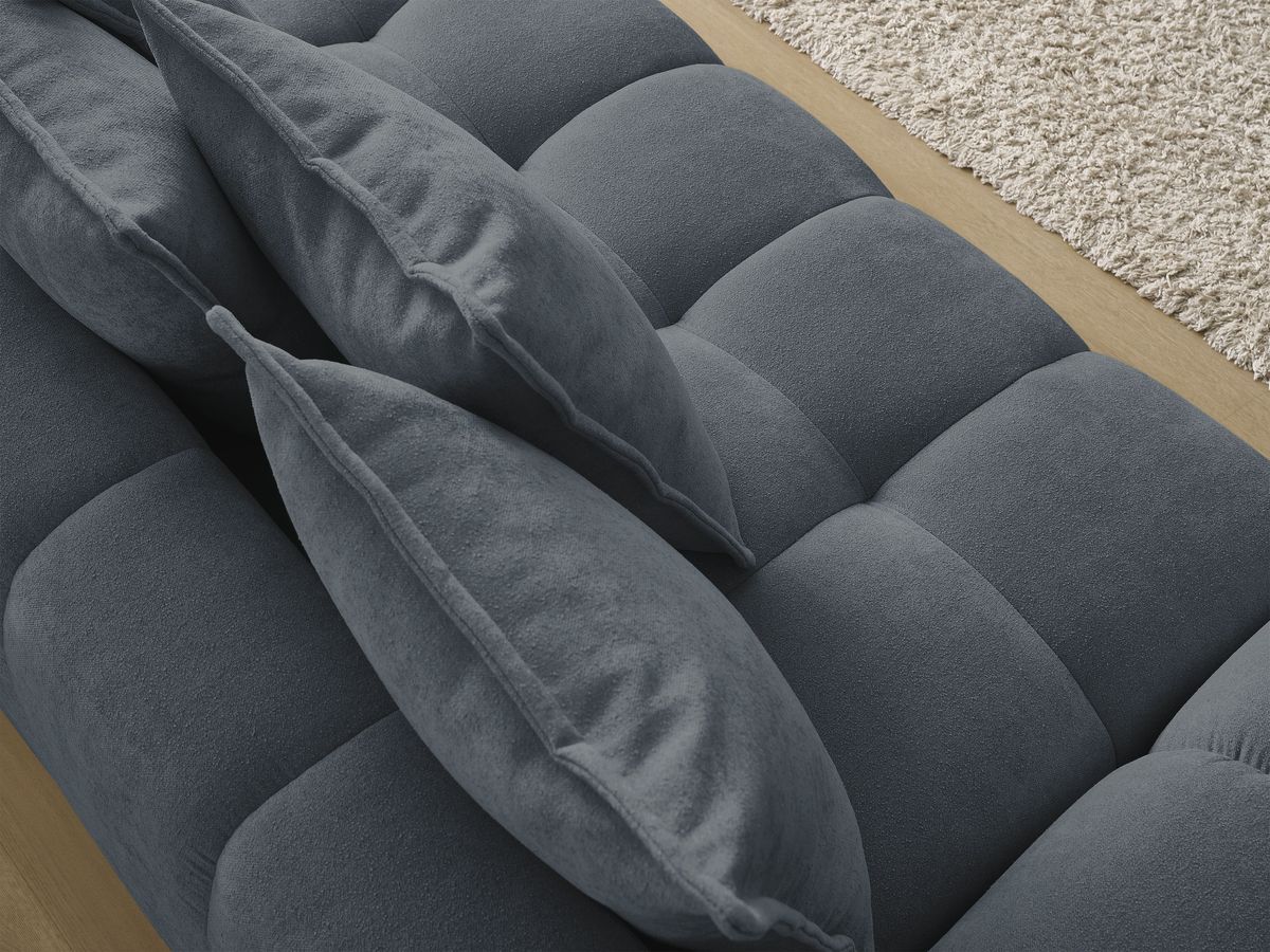 Bobochic Everest Schlafsofa 3-Sitzer mit Bettkasten, 5 Kissen Strukturstoff Dunkelblau