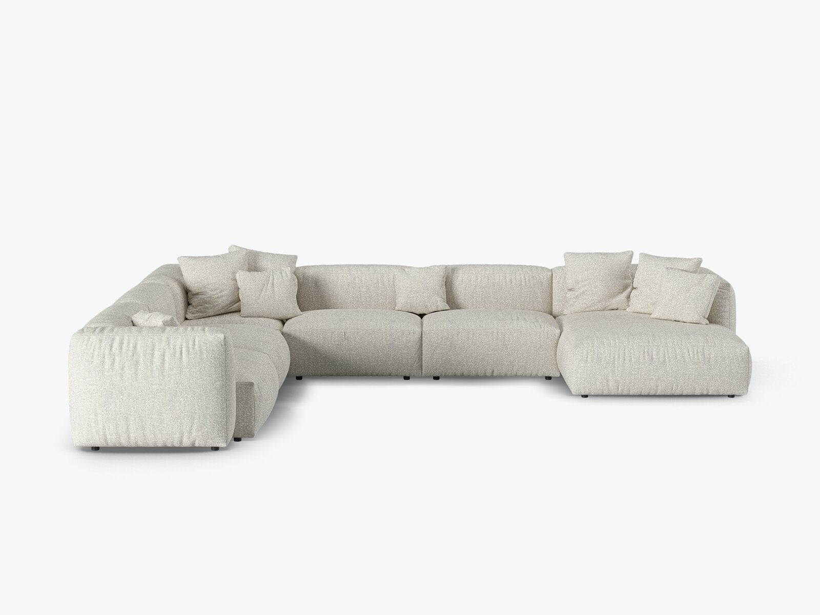 Micadoni modulares Ecksofa XL Martina 6-Sitzer 90cm Sitztiefe Links Boucle Monet Grau Beige Melange
