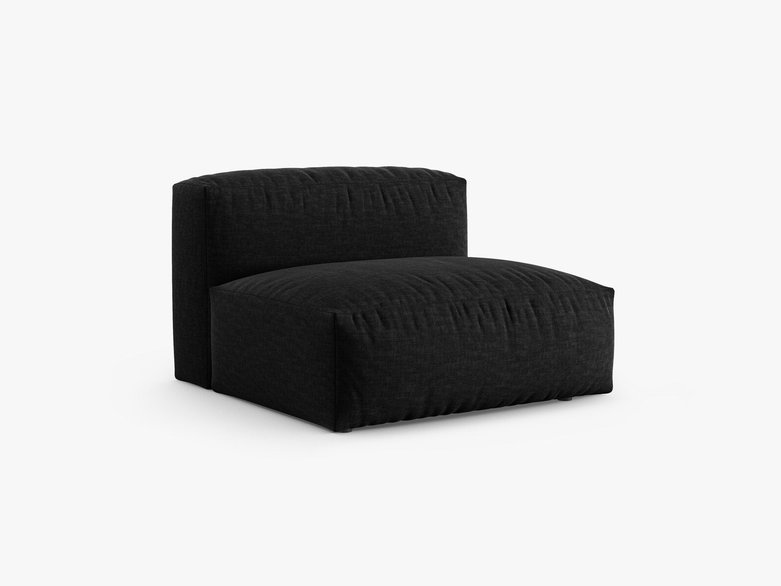 Micadoni Mittelmodul Martina 1-Sitzer 90cm Sitztiefe Strukturierter Stoff Boston Schwarz