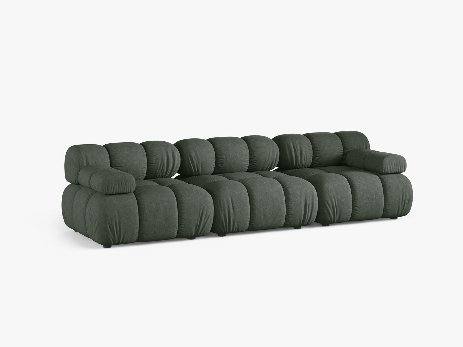 Micadoni Modulares Sofa Bellis 3-Sitzer Strukturierter Stoff Liberty Moßgrün