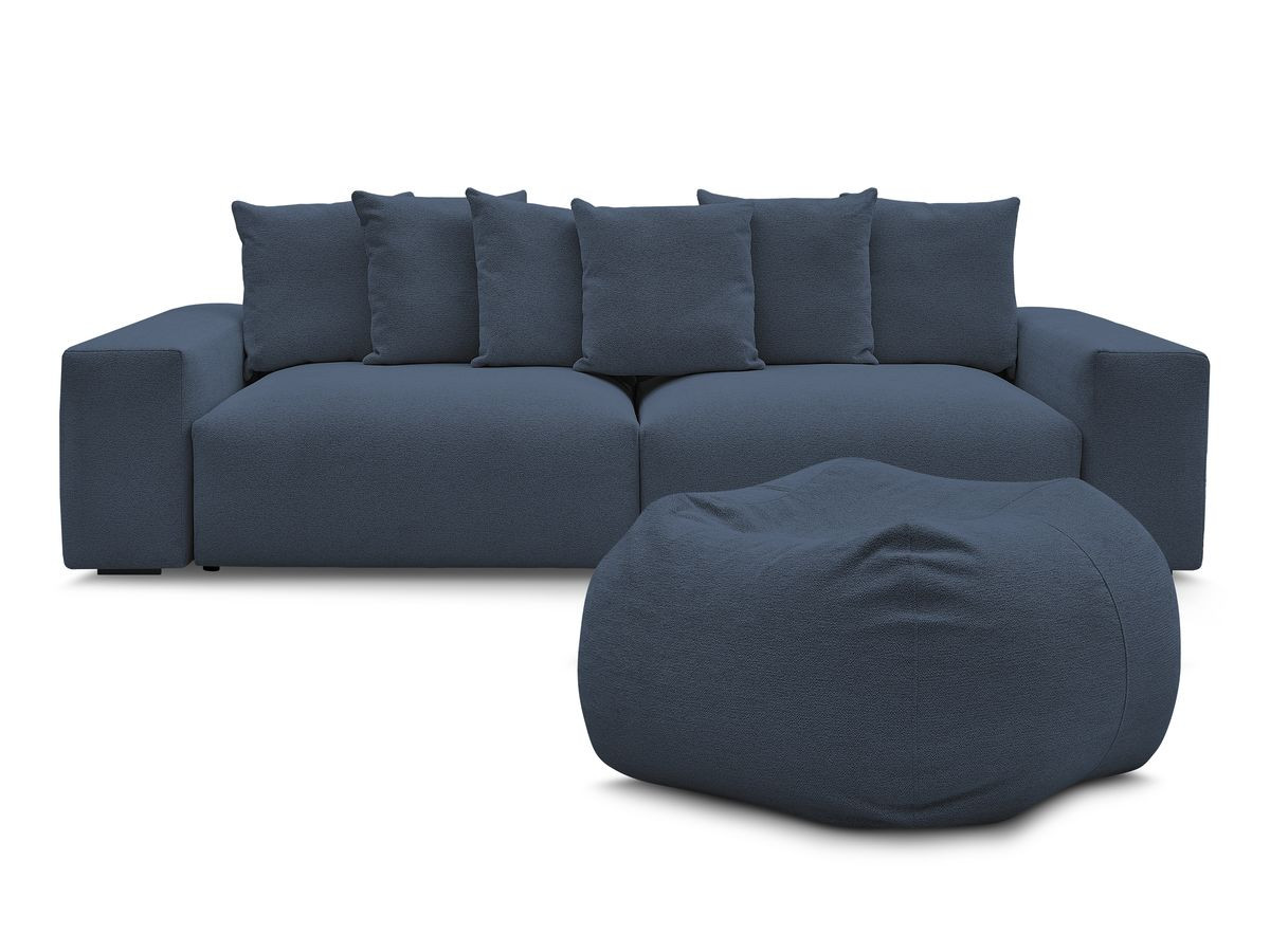 Bobochic Voltaire Sofa 5-Sitzer mit Pouf Melange-Stoff Dunkelblau