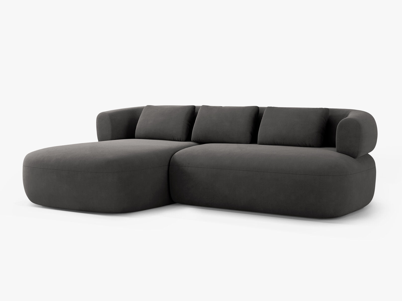 Micadoni 5-Sitzer Ecksofa Jenny Links Samt Salvador Dunkelgrau