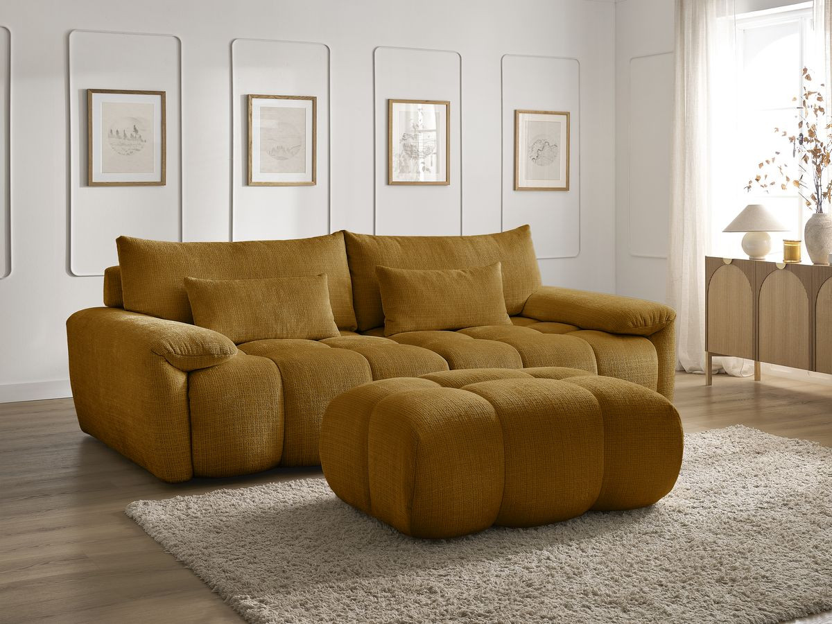 Bobochic Ivane Sofa 4-Sitzer Strukturstoff Gelb