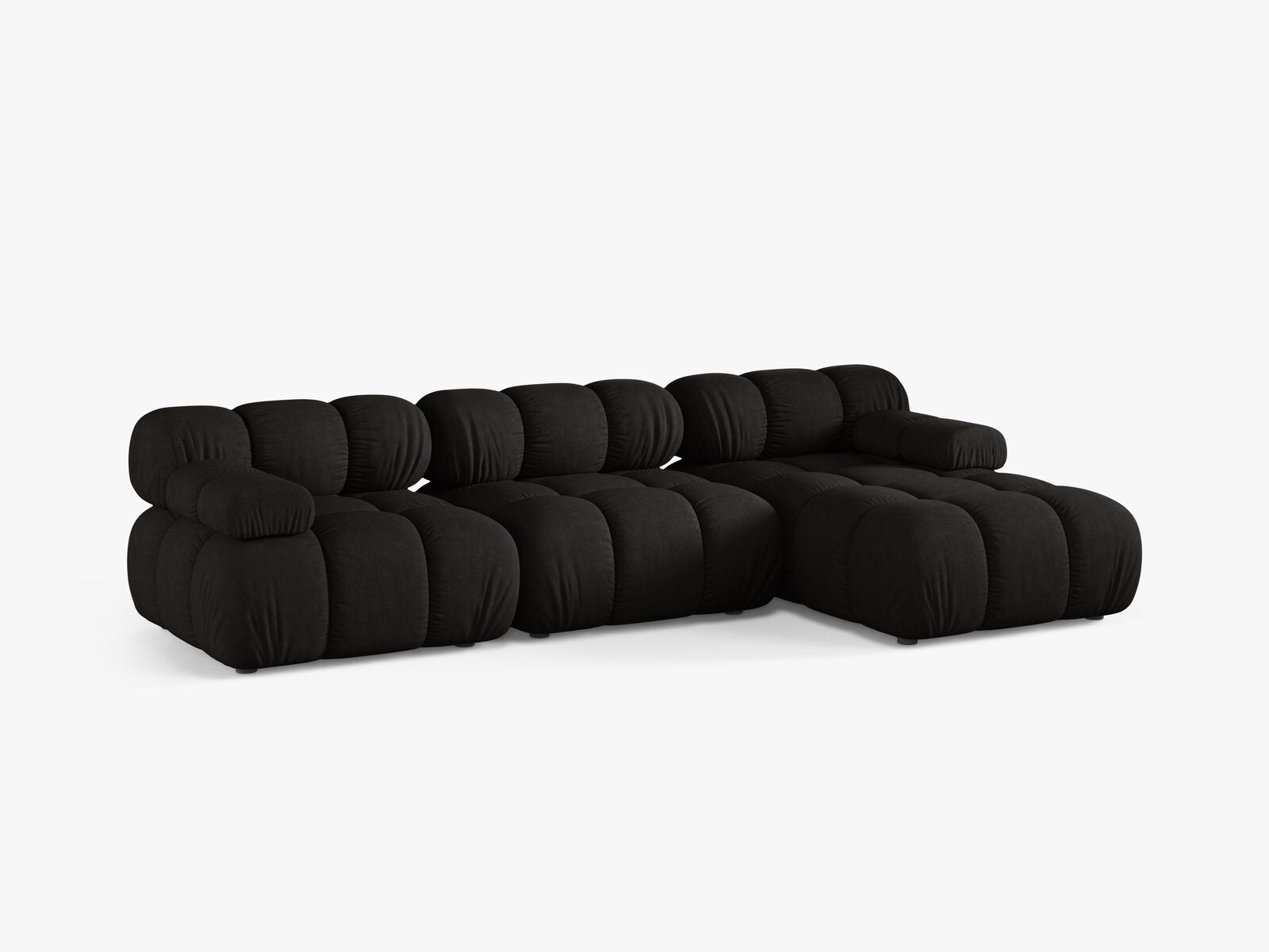 Micadoni Modulares Ecksofa Bellis 4-Sitzer Rechts Strukturierter Stoff Liberty Schwarz