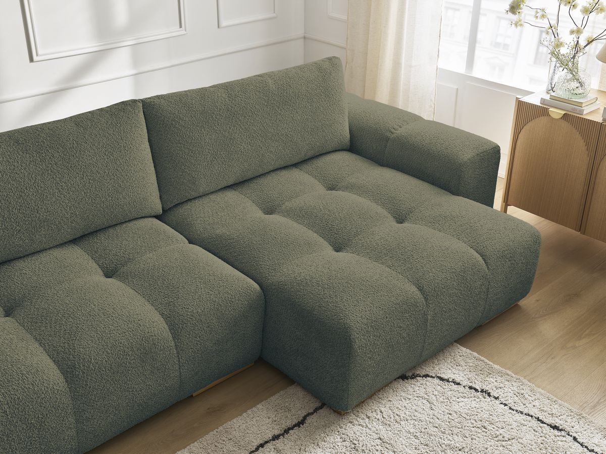 Bobochic Anakin Wohnlandschaft, 3 Kissen Bouclé-Stoff Grün