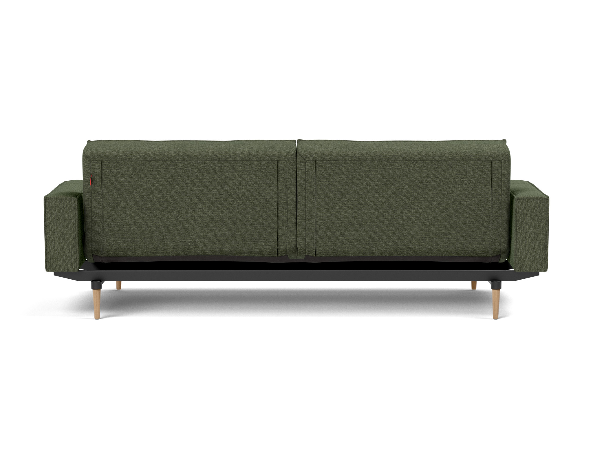 Schlafsofa Splitback mit Armlehnen Strukturierter Stoff Taura 353-Forest Beine Styletto Eiche hell