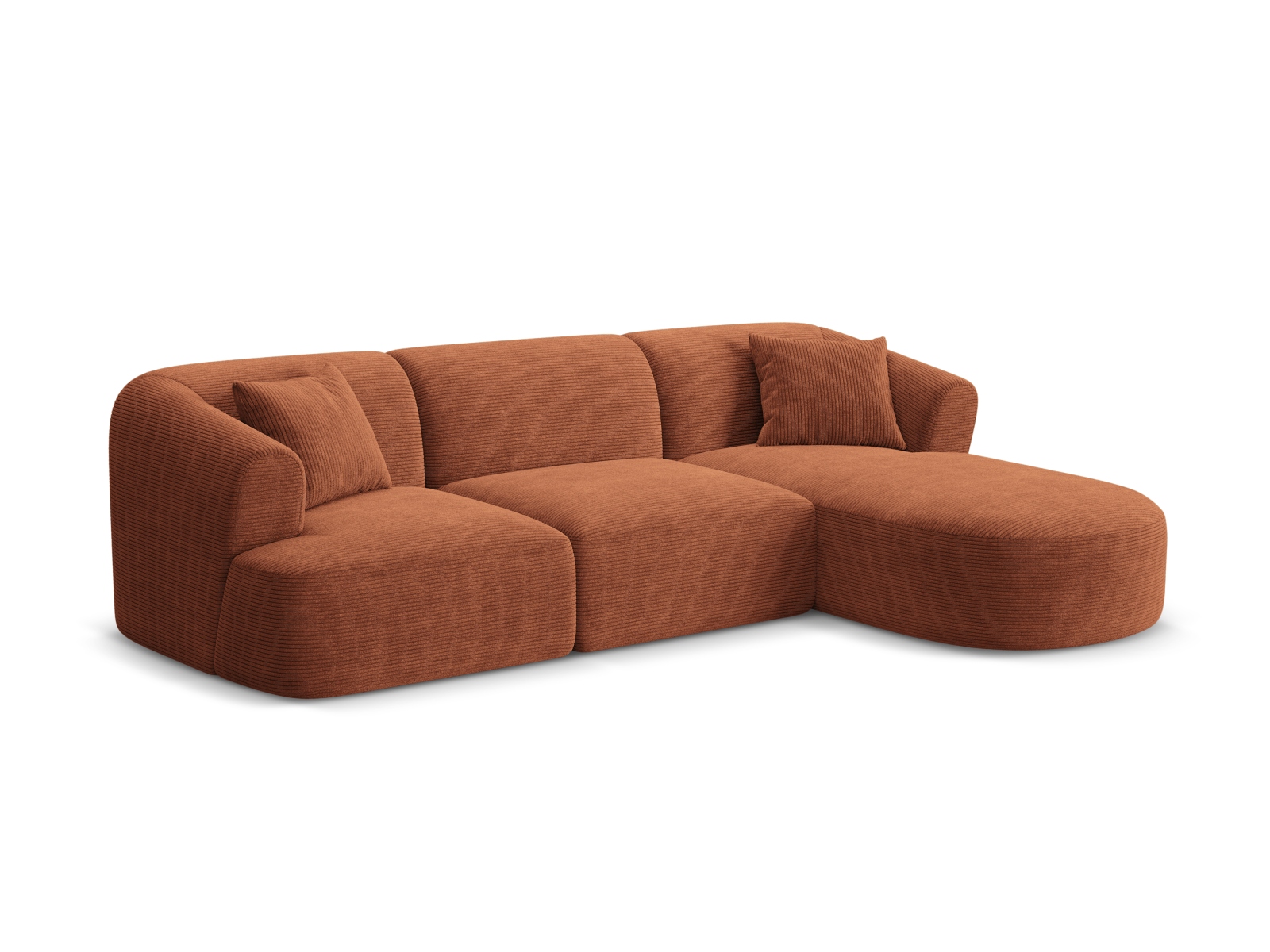 Cosmopolitan Design Ecksofa Campi 4-Sitzer Kord Lincoln D Terrakotta Rechts