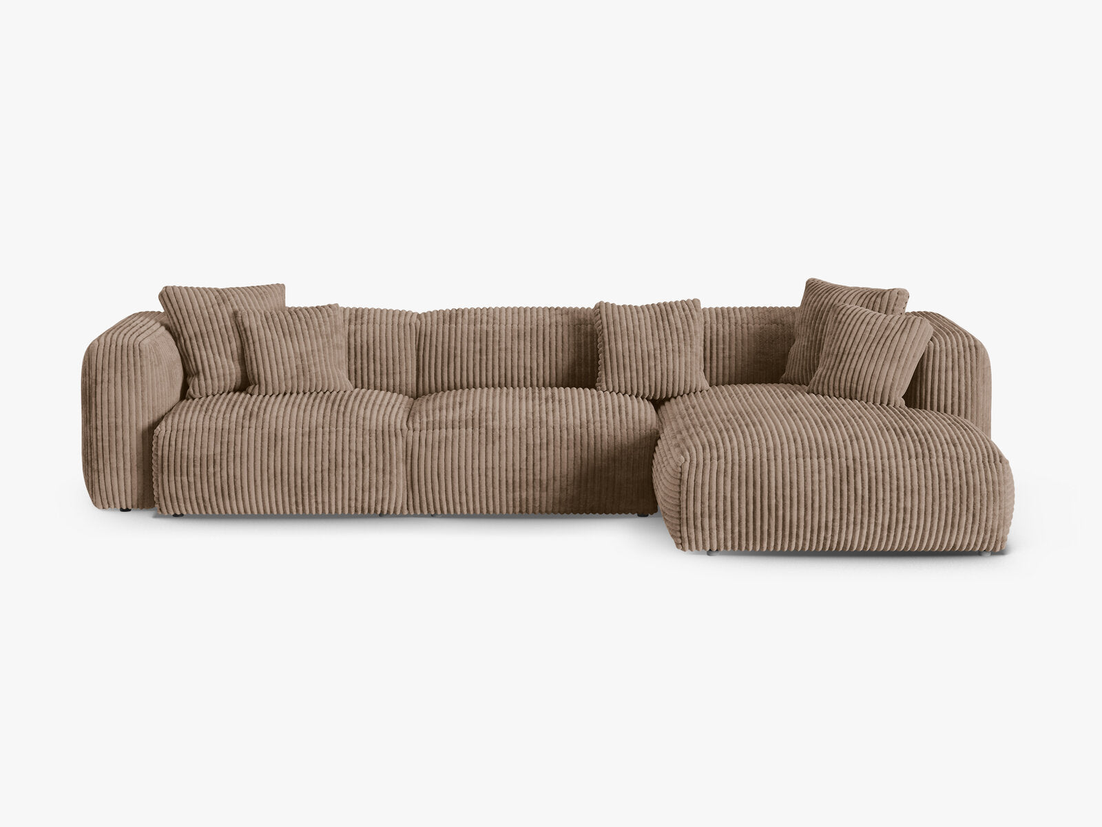 Micadoni Ecksofa Martina 3-Sitzer 90cm Sitztiefe Rechts Kord Tilia Eichel