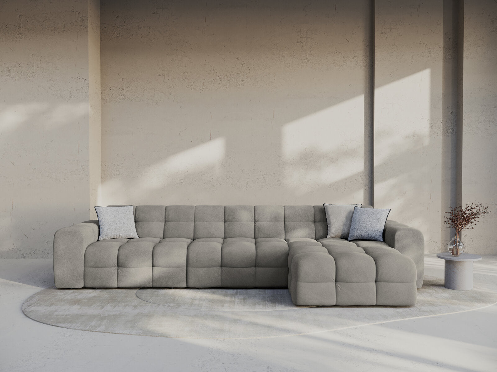 Micadoni Ecksofa Kendal 5-Sitzer Rechts Samt Magic Velvet Dunkelgrau