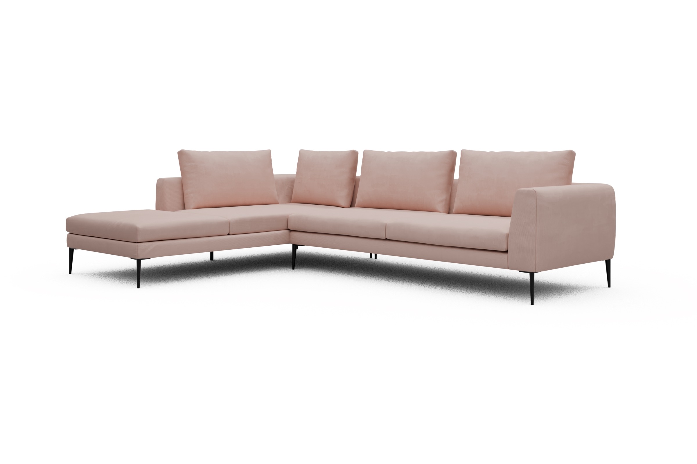 Ecksofa Paul Relax-Ecke rechts mit 3-Sitzer Cordufine-Blush