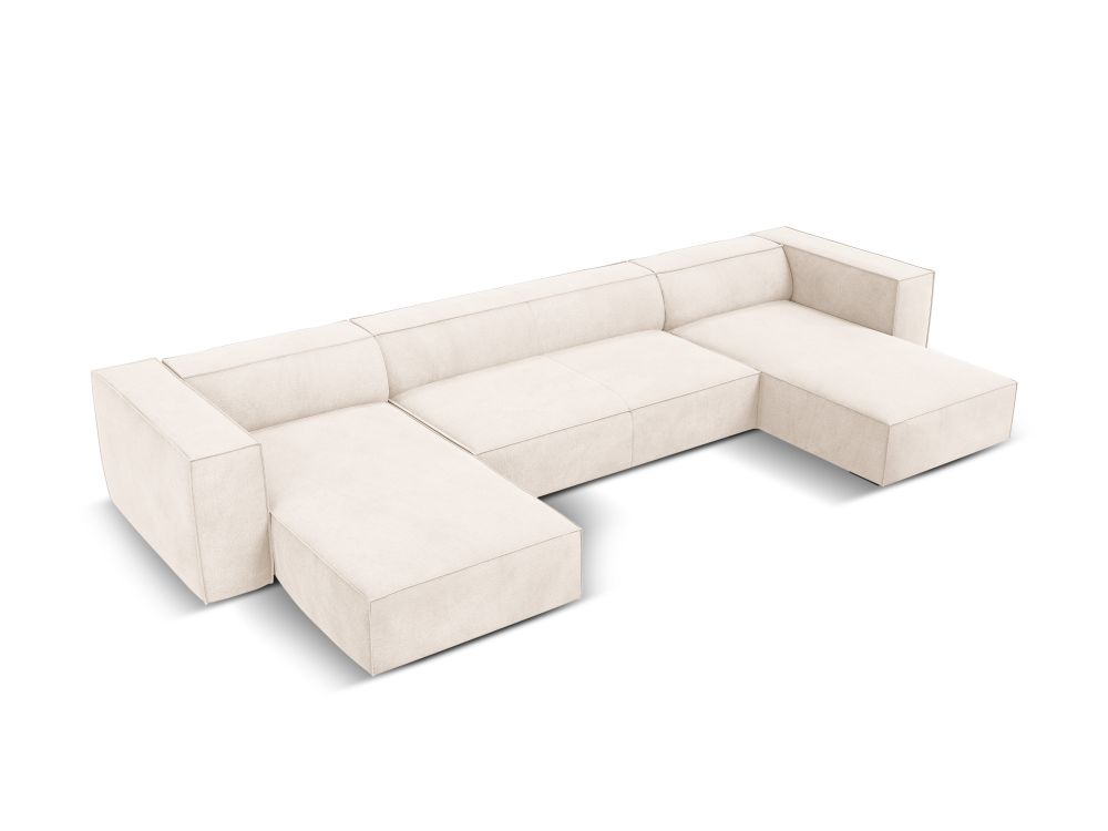 Cosmopolitan Design Panoramasofa Turin 6-Sitzer 375 cm Strukturierter Stoff Rosario Helles Beige