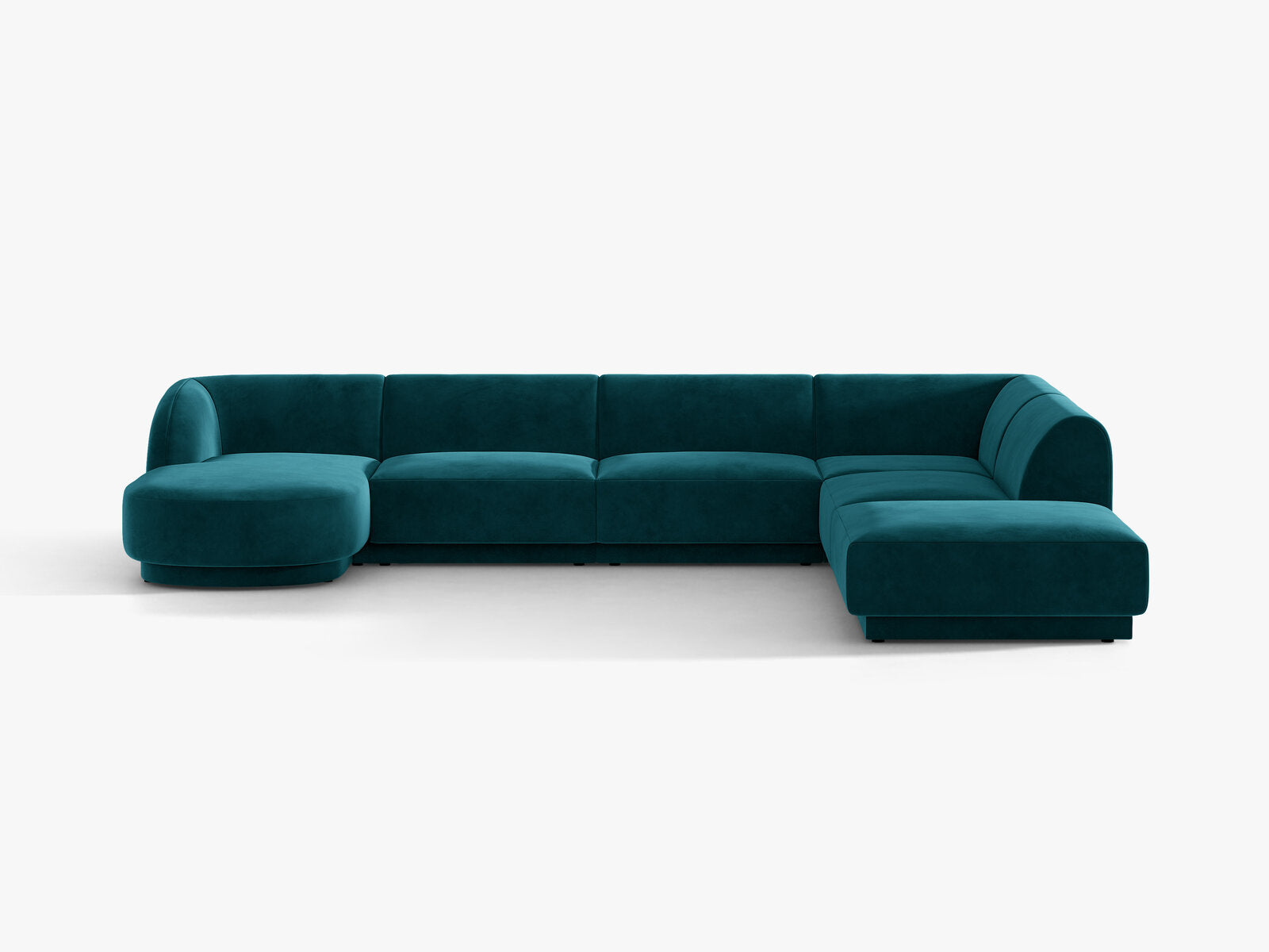 Micadoni Panorama-Ecksofa Miley 6-Sitzer Samt Venus Dunkel Petrol Rechts