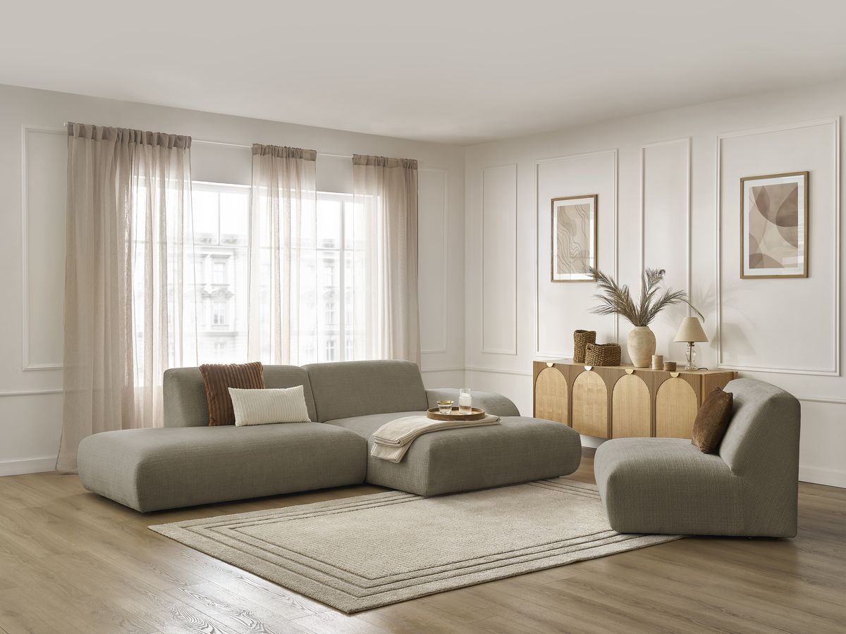 Bobochic Sirius Ecksofa 405 × 170 cm Strukturstoff Taupe Ecke rechts