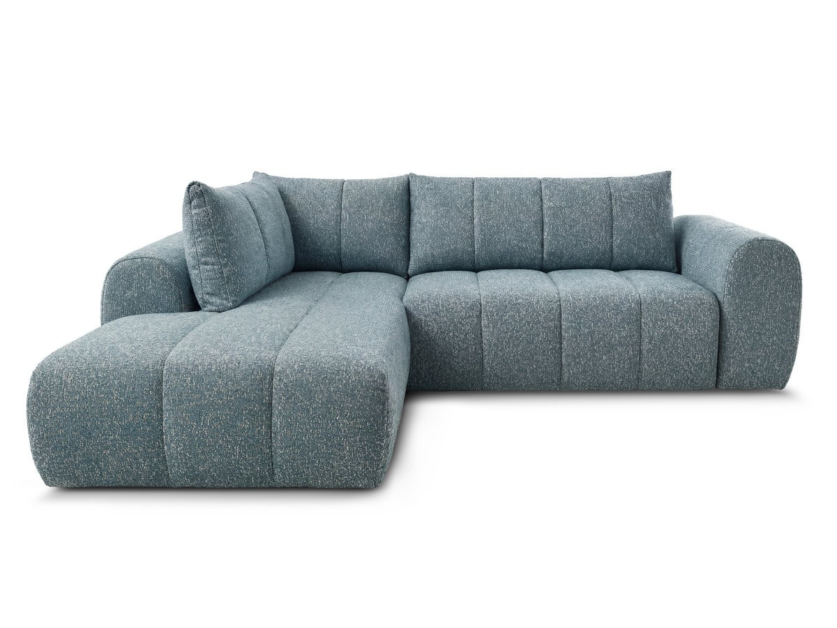 Bobochic Nesty Ecksofa in L-Form, 256 cm Melange-Stoff Blau Ecke links