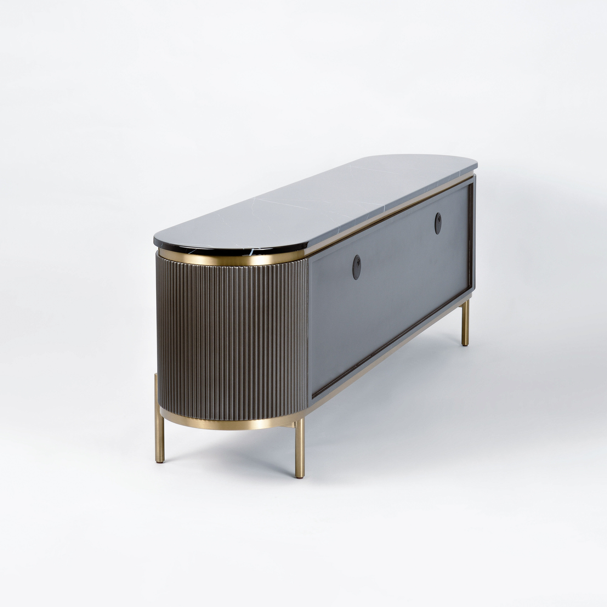 Livin Hill TV-Kommode Stilig 200 × 40 × 60 cm Schwarz, Platte Marmoroptik