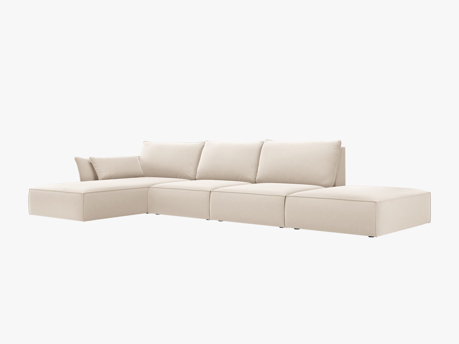 Micadoni Ecksofa Kaelle 5-Sitzer Links Samt Bluvel Helles Beige