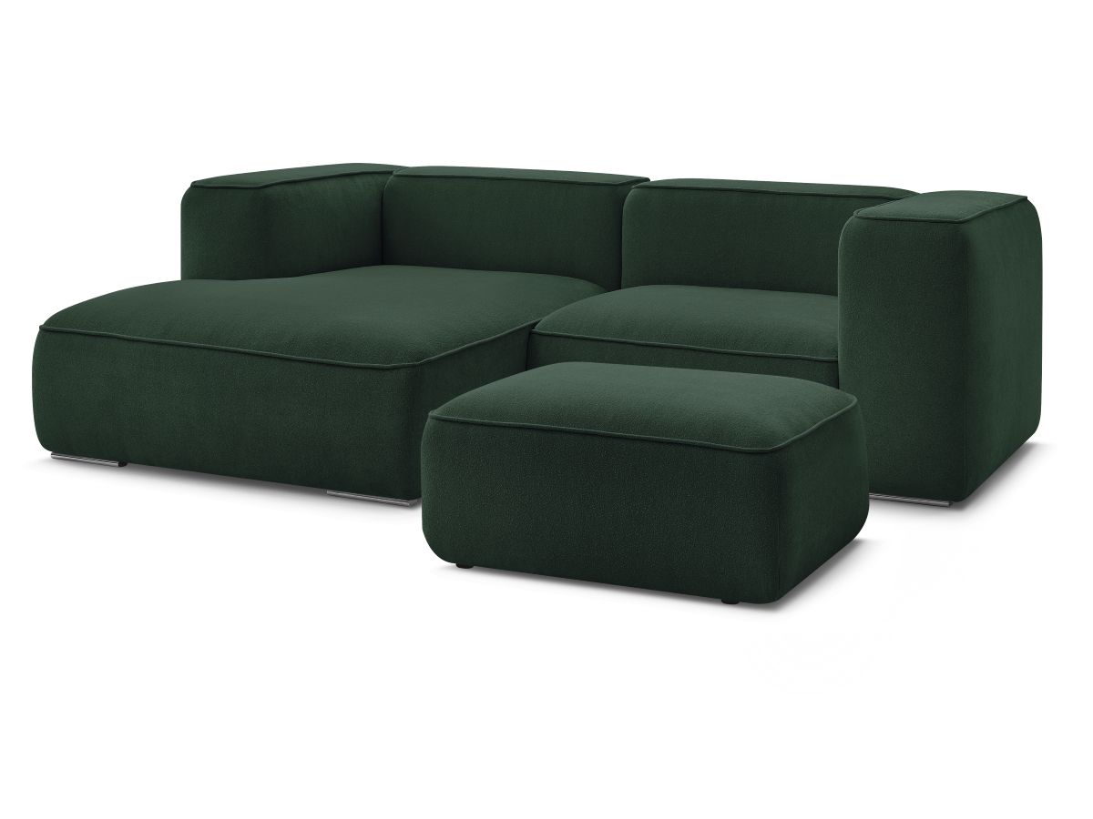 Bobochic Zephyr Ecksofa mit Pouf 260 × 165 cm Strukturstoff Grün Ecke links