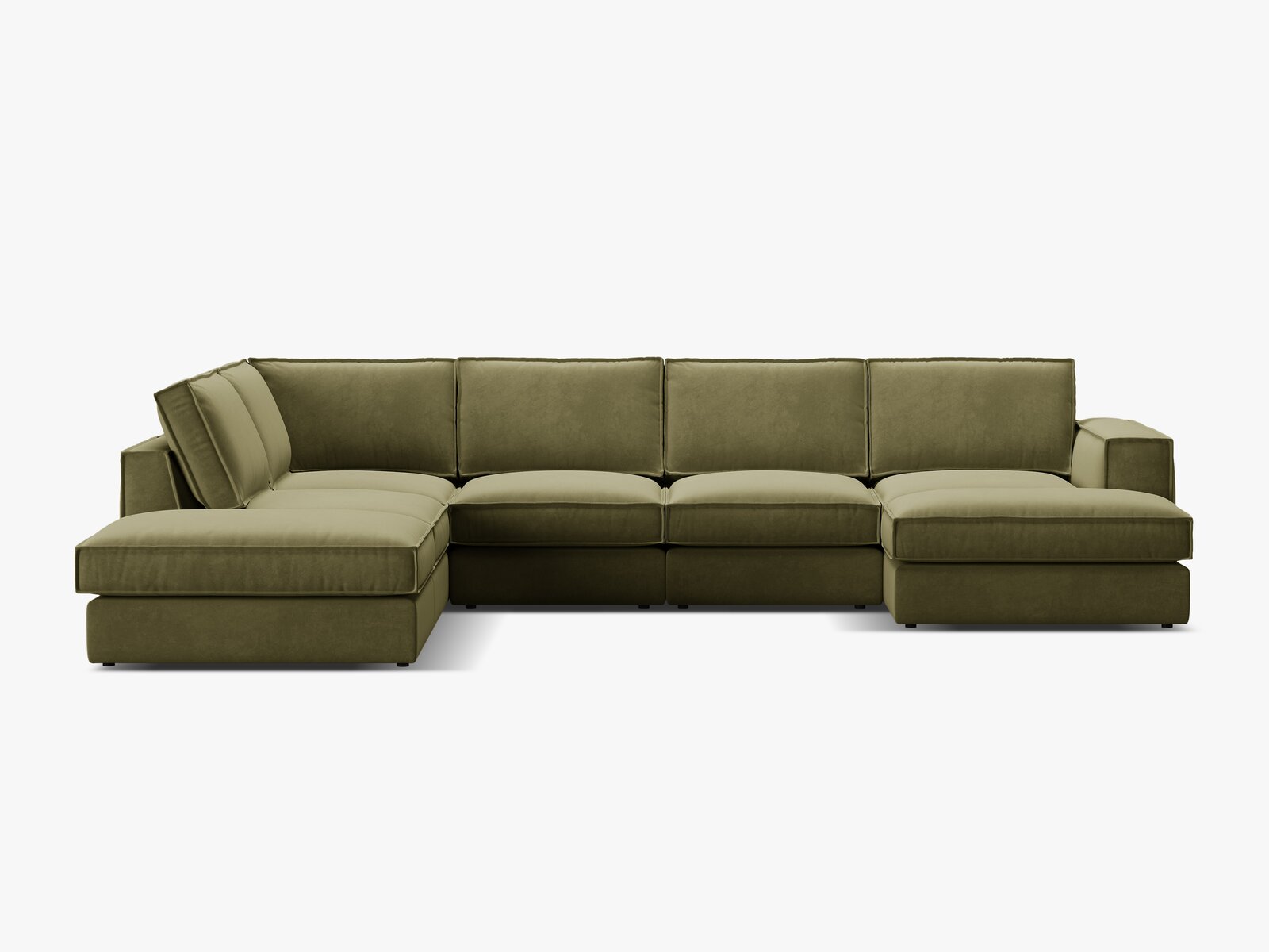 Micadoni modulares Panorama Ecksofa Pola 5-Sitzer Links Samt Salvador Grün