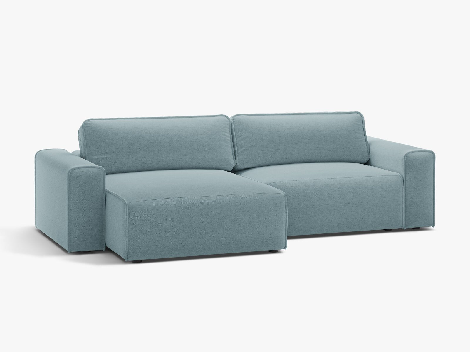 Micadoni Ecksofa Victor 3-Sitzer mit Schlaffunktion Links Strukturierter Stoff Hellblau